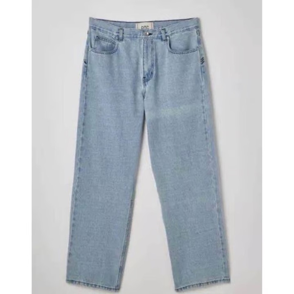 BDG Baggy Skate Fit Men’s Jeans - Size 28x30 Blue Embroidered dash / stitch